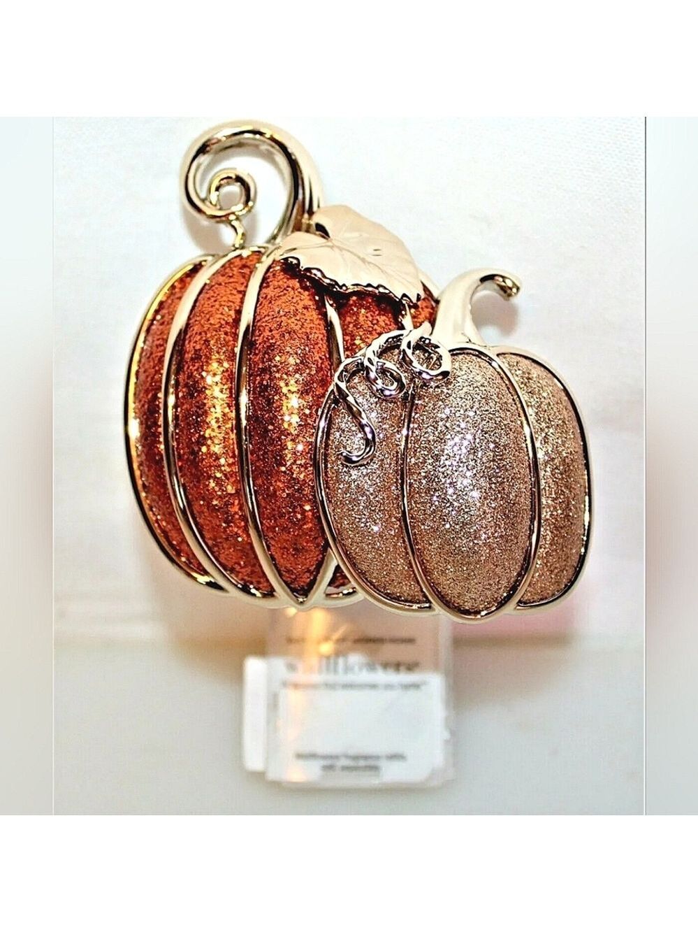 🎃 GLITTERY ORANGE GOLD PUMPKINS WALLFLOWER FRAGRANCE PLUG IN BY BBW